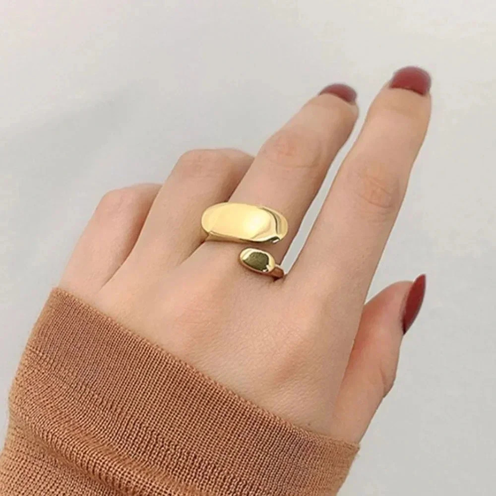 925 Sterling Silver Geometric Gold Bar Ring Gold Statement Wrap Ring